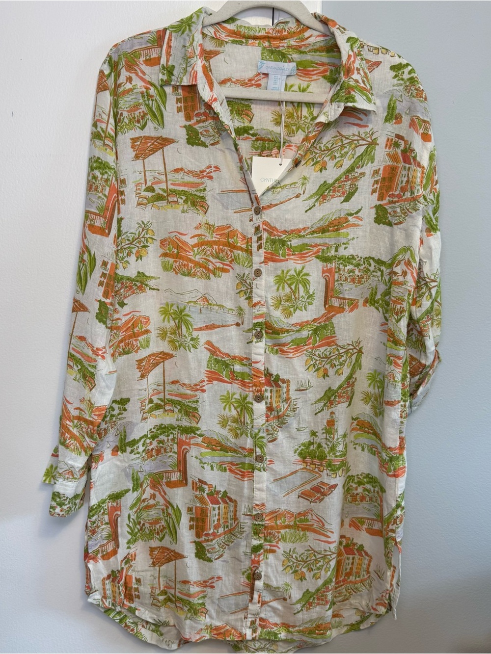 Cynthia Rowley Linen blend button down dress or swimsuit cover